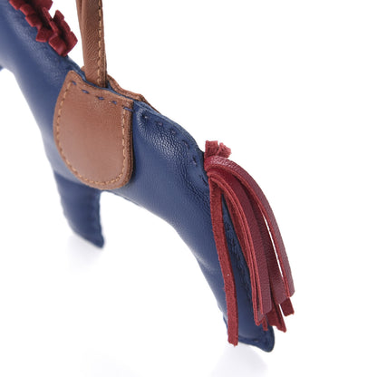 Hermes Milo Lambskin Grigri Rodeo Bag Charm PM Bleu de Malte Rubis Fauve 6 of 7