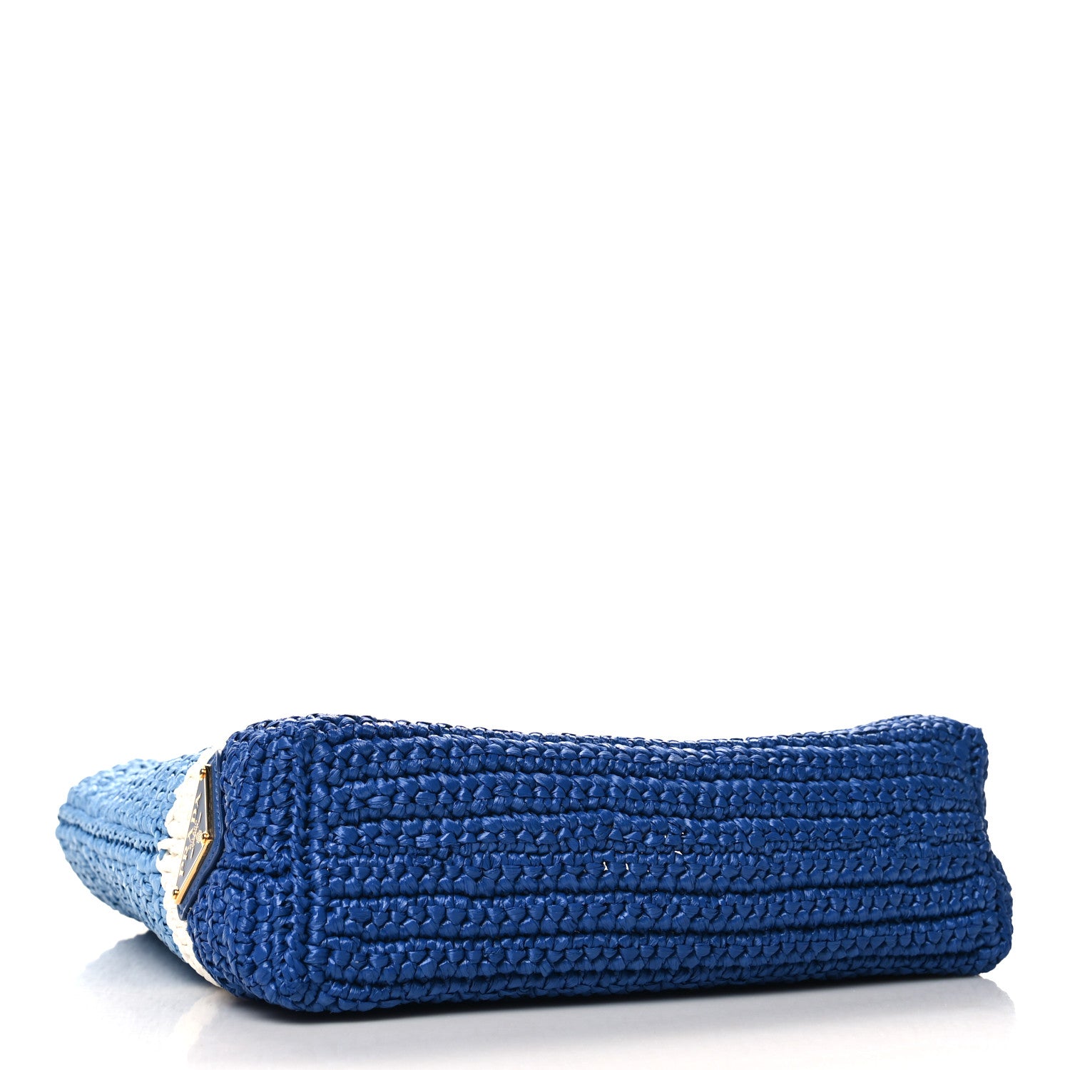 Prada Yarn Raffia Effect Crochet Small Logo Tote Celeste Blue 4 of 10