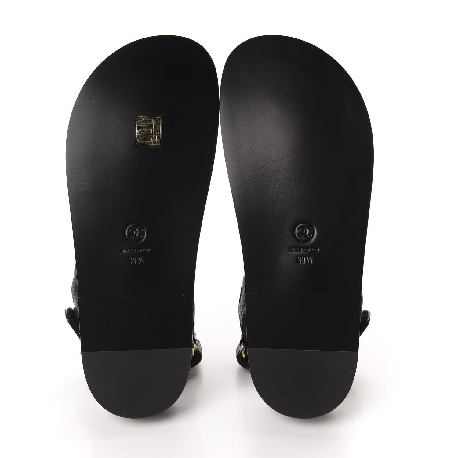 Chanel Grained Calfskin Velcro Dad Sandals 39.5 Black 6 of 10