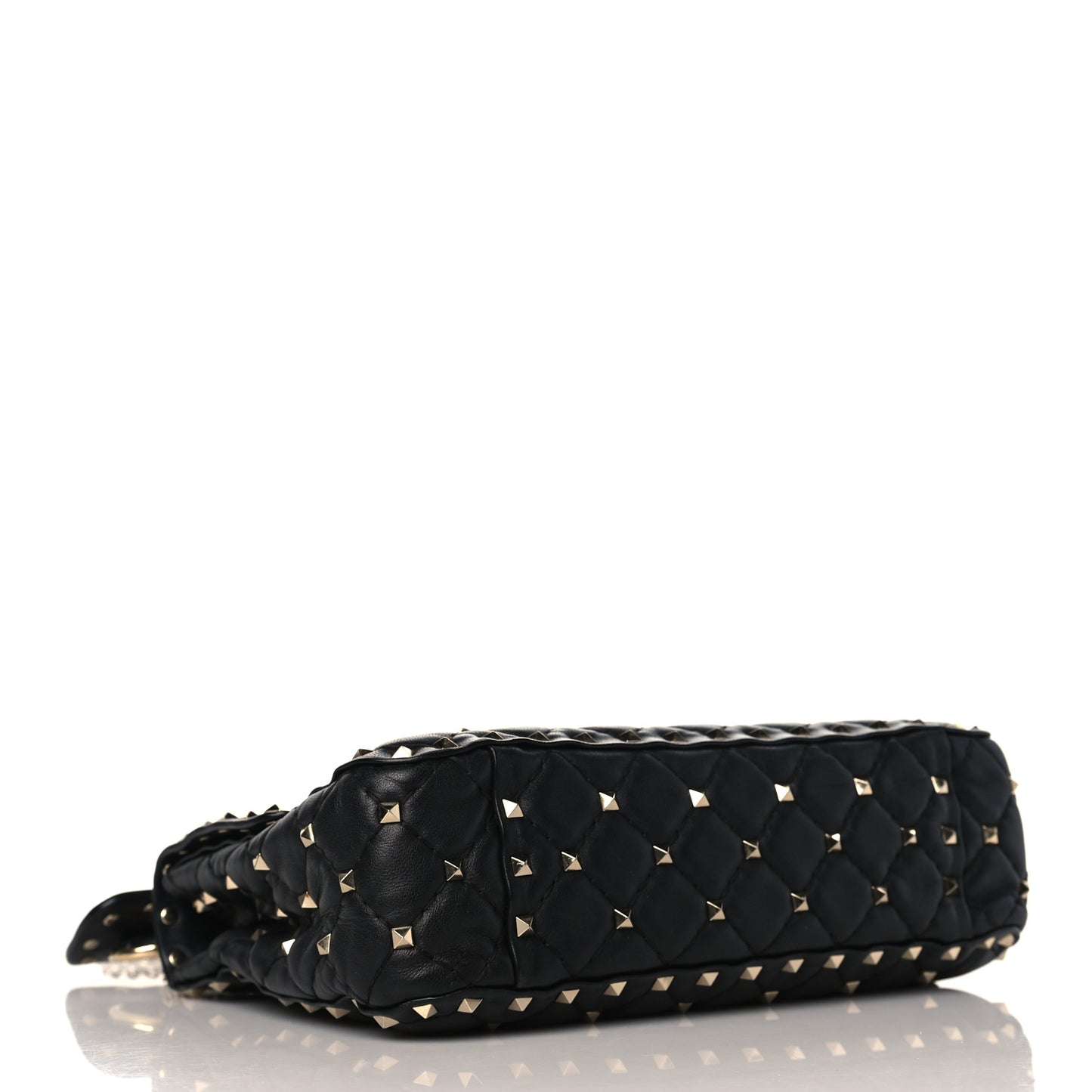 Lambskin VLTN Print Medium Rockstud Spike Shoulder Bag Black