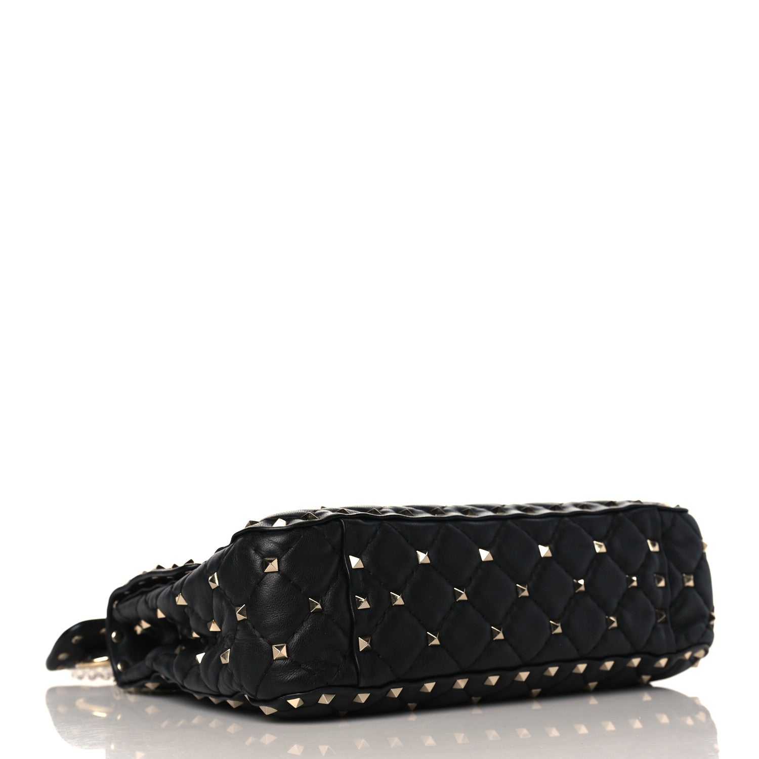 Valentino Garavani Lambskin VLTN Print Medium Rockstud Spike Shoulder Bag Black 4 of 9