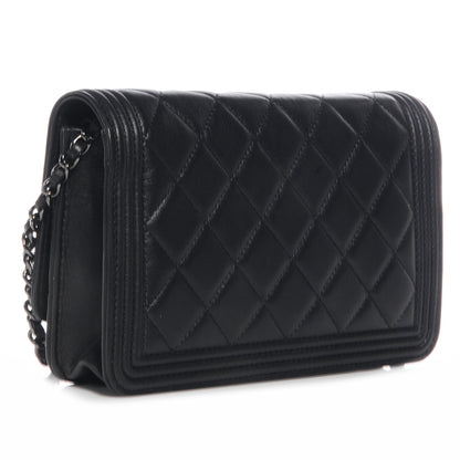 Chanel Lambskin Quilted Boy Wallet On Chain WOC So Black 3 of 8