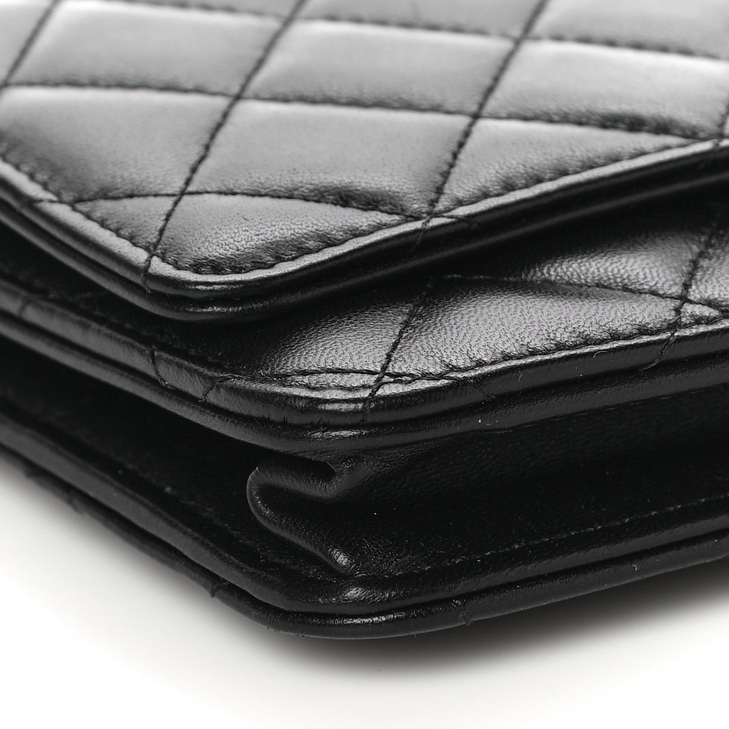 Chanel Lambskin Quilted CC Pearl Crush Wallet on Chain WOC Black 10 of 12
