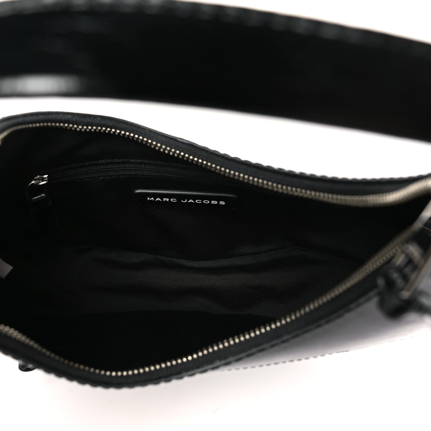 Crinkled Calfskin Crusier Crescent Bag Black
