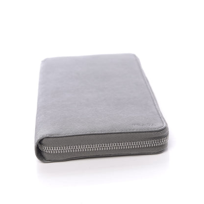 Prada Saffiano Large Zip Around Travel Wallet Grey 9 of 9