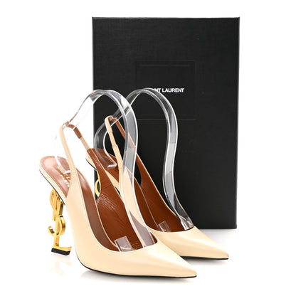 Saint Laurent Calfskin Opyum 110 Slingback Pumps 39.5 Real Beige 10 of 10