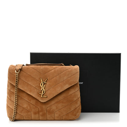 Saint Laurent Suede Calfskin Y Quilted Monogram Small Loulou Chain Satchel Cinnamon 11 of 11