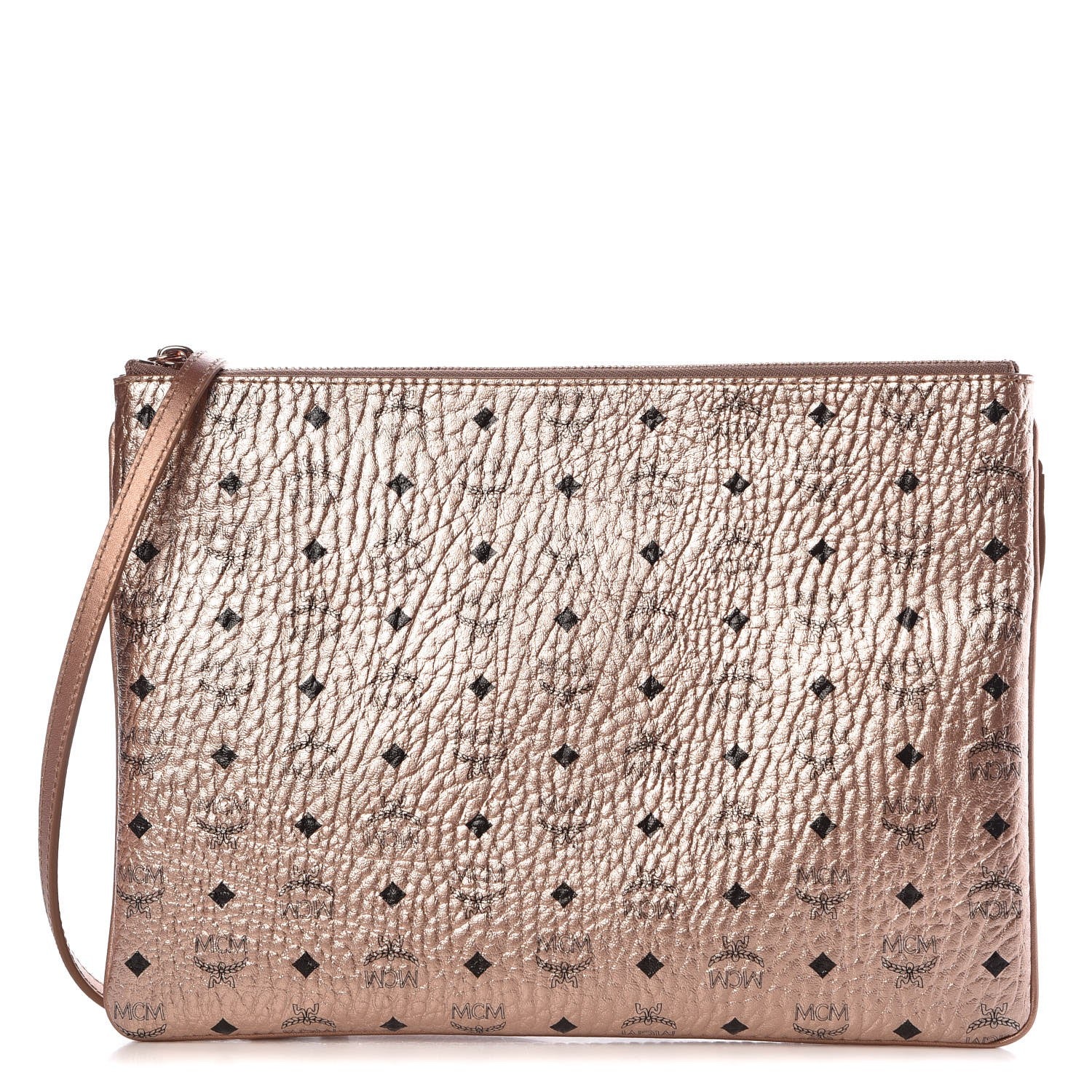MCM Metallic Visetos Medium Crossbody Pouch Champagne 1 of 7