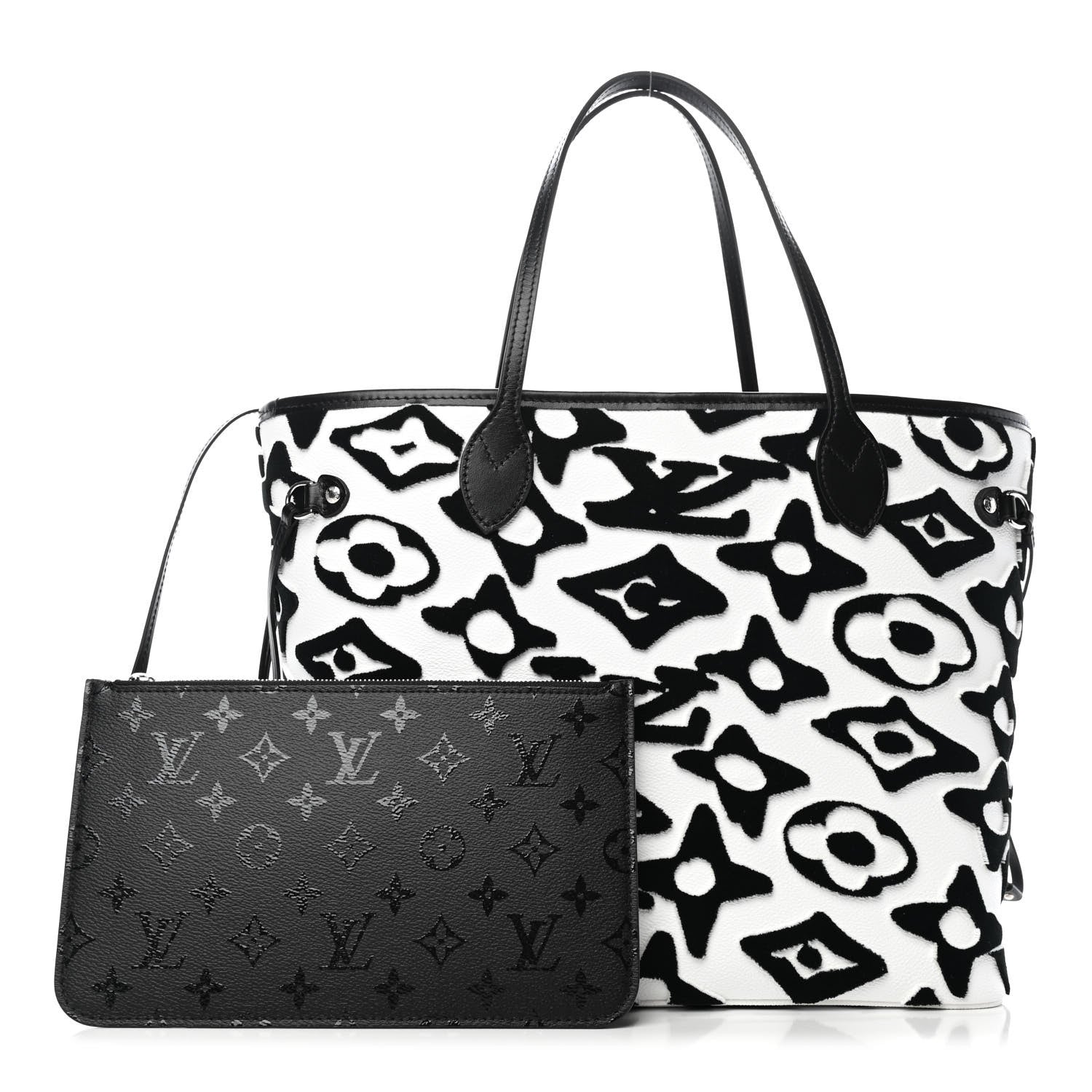 Louis Vuitton X UF Tufted Monogram Neverfull MM Black White 1 of 4