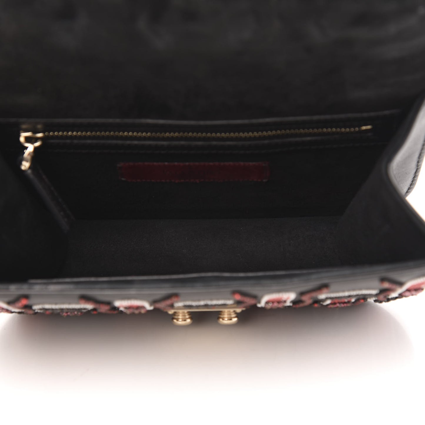 Vitello Crystal Lipstick Embellished Small Glam Lock Rockstud Flap Black