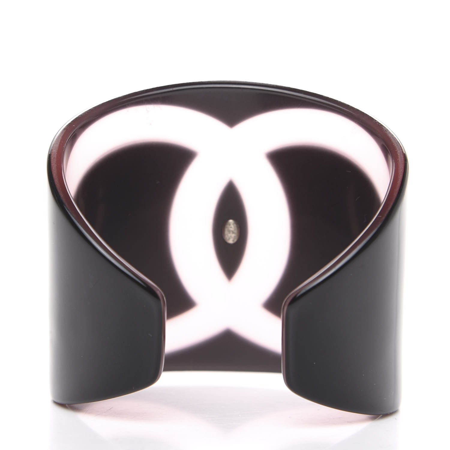 Chanel Resin CC Wide Cuff Black Pink 2 of 4