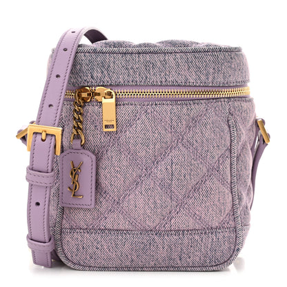 Saint Laurent denim Quilted 80's Vanity Bag Bleached Lilac 1 of 10