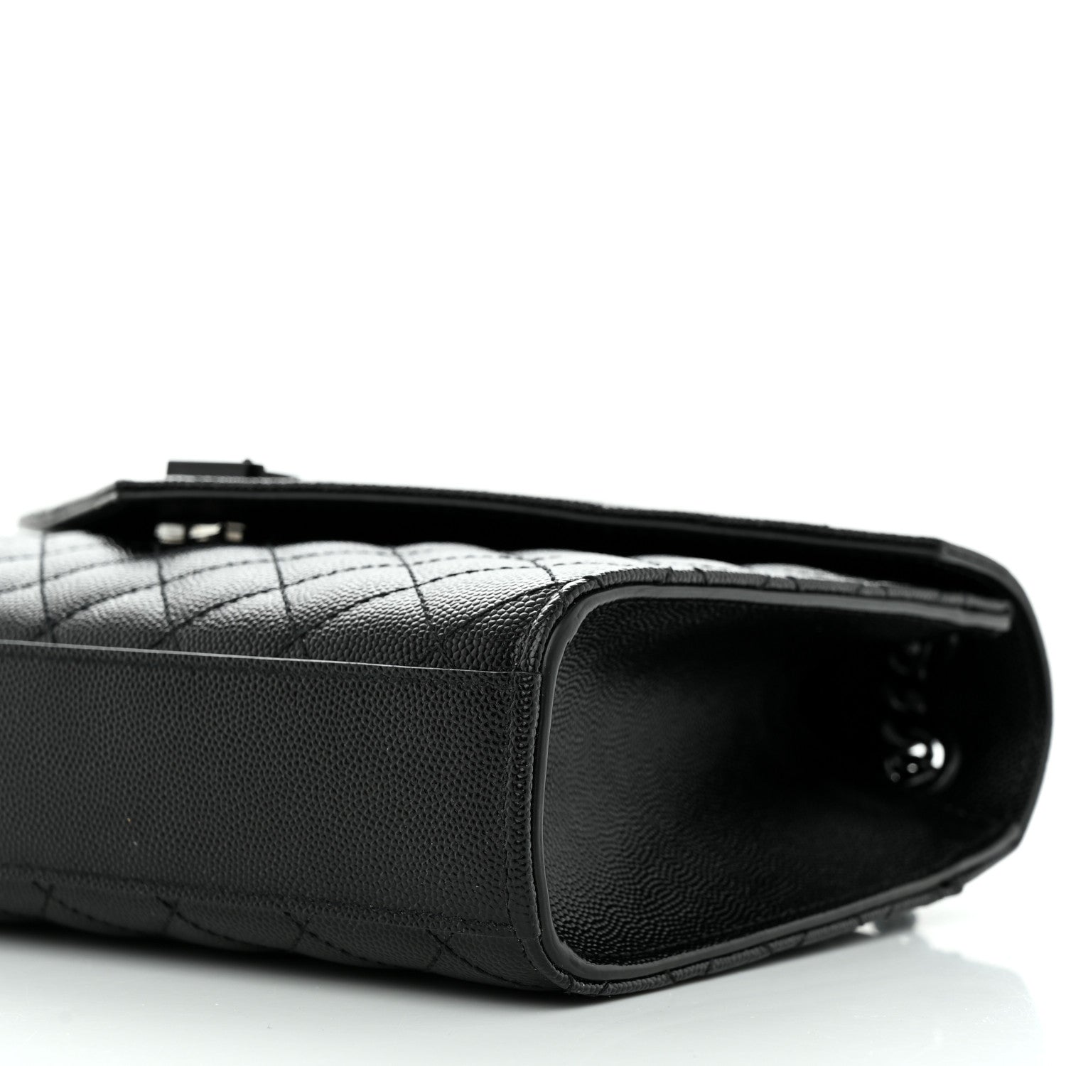 Saint Laurent Grain De Poudre Textured Mixed Matelasse Triquilt Medium Monogram Monochrome Satchel Black 9 of 9