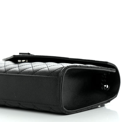 Saint Laurent Grain De Poudre Textured Mixed Matelasse Triquilt Medium Monogram Monochrome Satchel Black 9 of 9