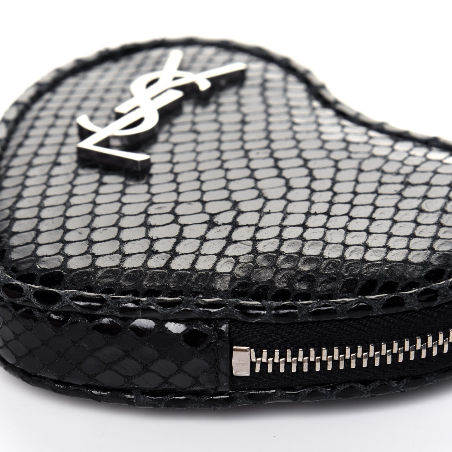 Calfskin Snakeskin Embossed Love Heart Belt Bag Black