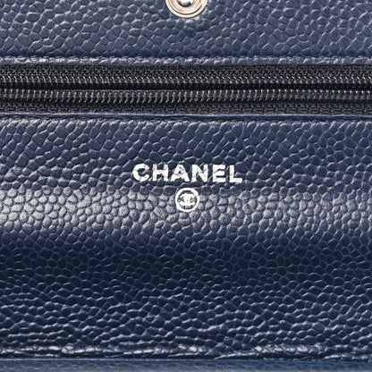 Chanel Caviar Quilted Wallet On Chain WOC Navy Blue 6 of 13