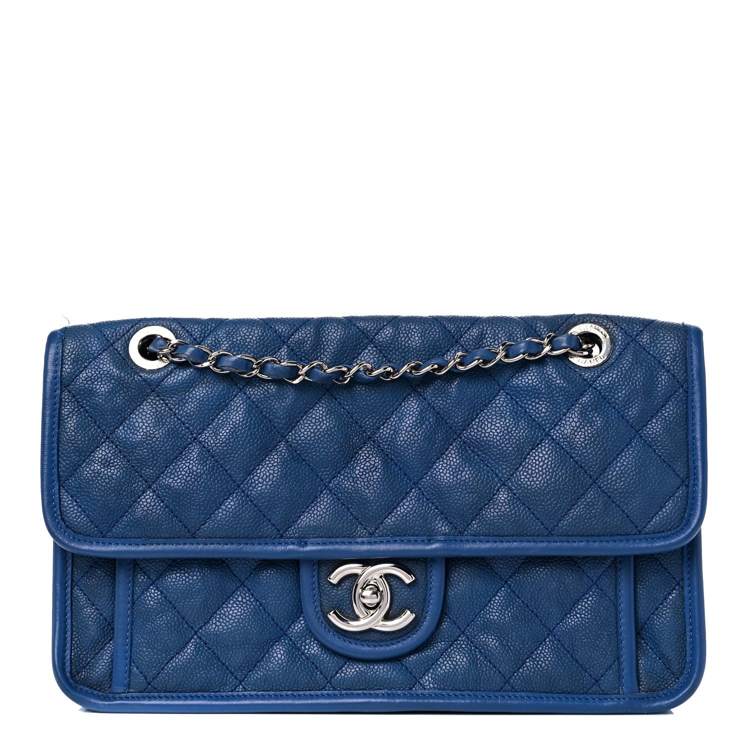 Chanel Caviar Quilted Large French Riviera Flap Blue 1 of 14