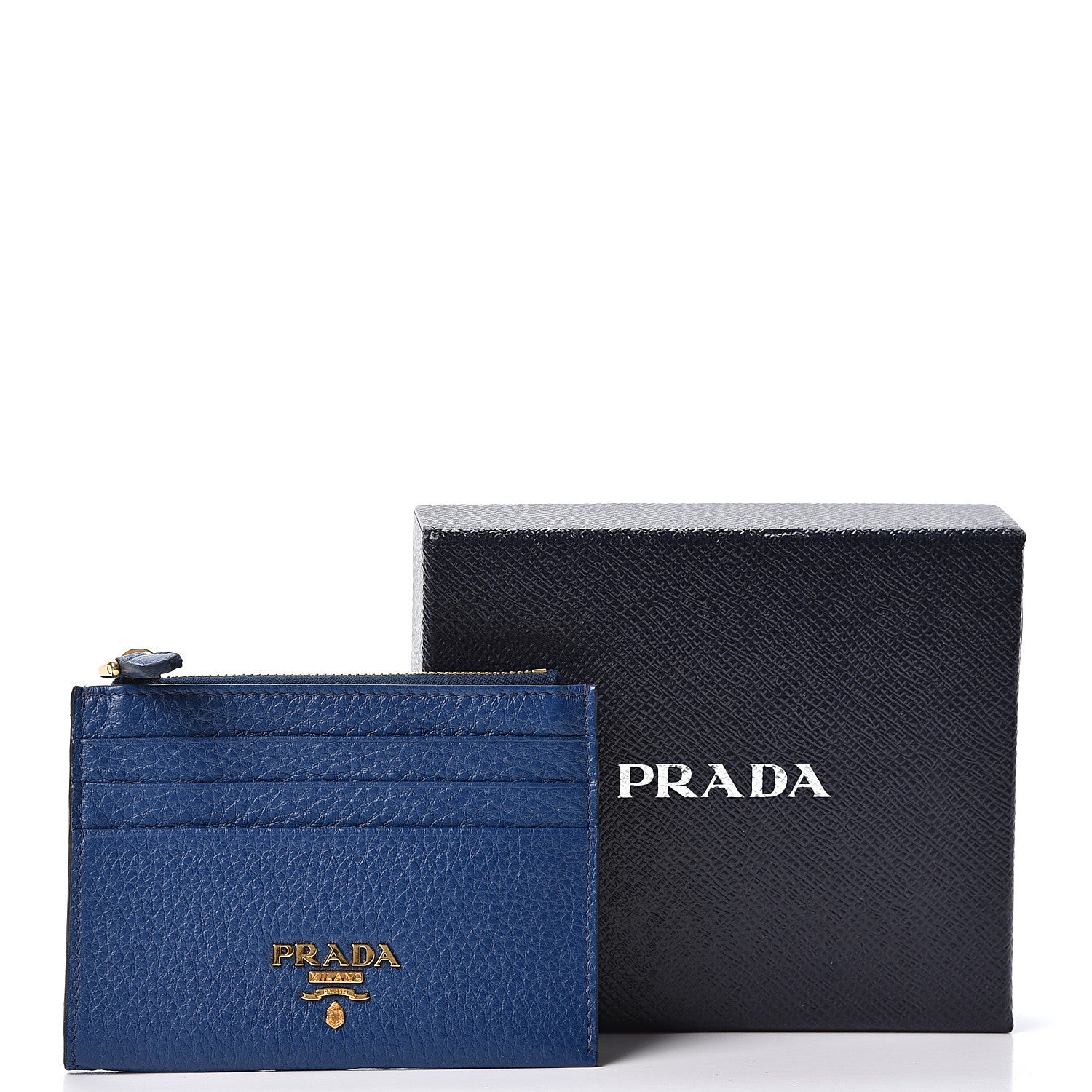 Prada Vitello Grain Zip Card Holder Bluette 9 of 9