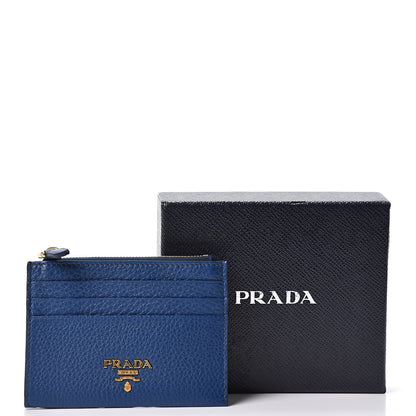 Prada Vitello Grain Zip Card Holder Bluette 9 of 9
