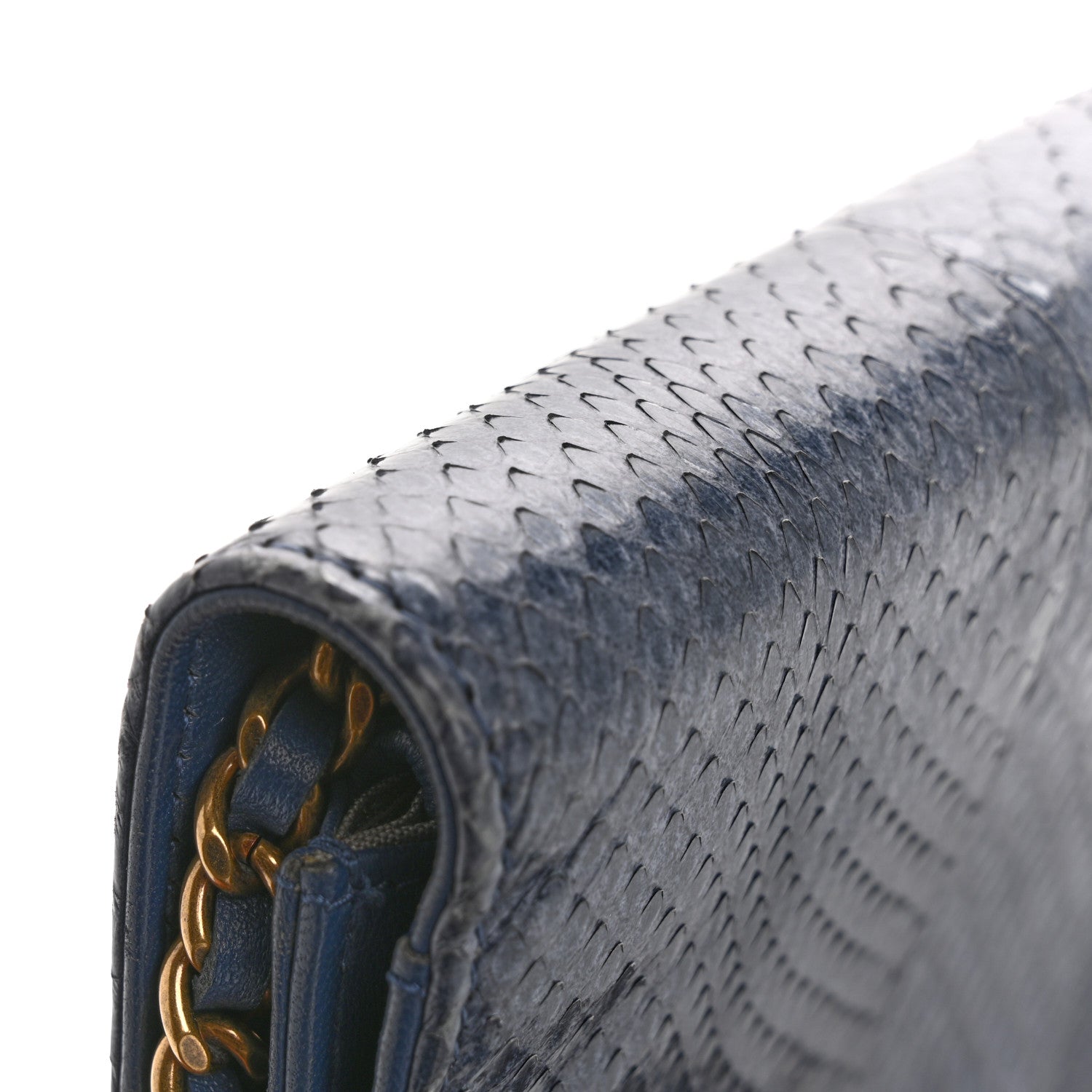 Chanel Snakeskin Wallet On Chain WOC Blue 17 of 18