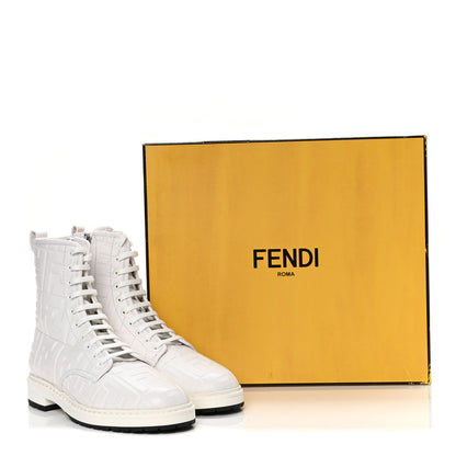 Fendi Nappa FF Embossed Womens Biker Boots 40 Snow 10 of 10