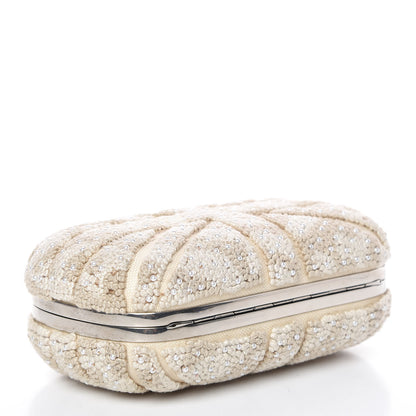 Alexander McQueen Canvas Beaded Britannia Skull Box Clutch Natural 4 of 11