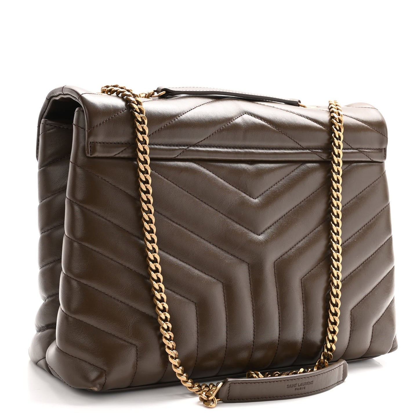 Calfskin Y Quilted Monogram Medium Loulou Chain Satchel Soil Brown