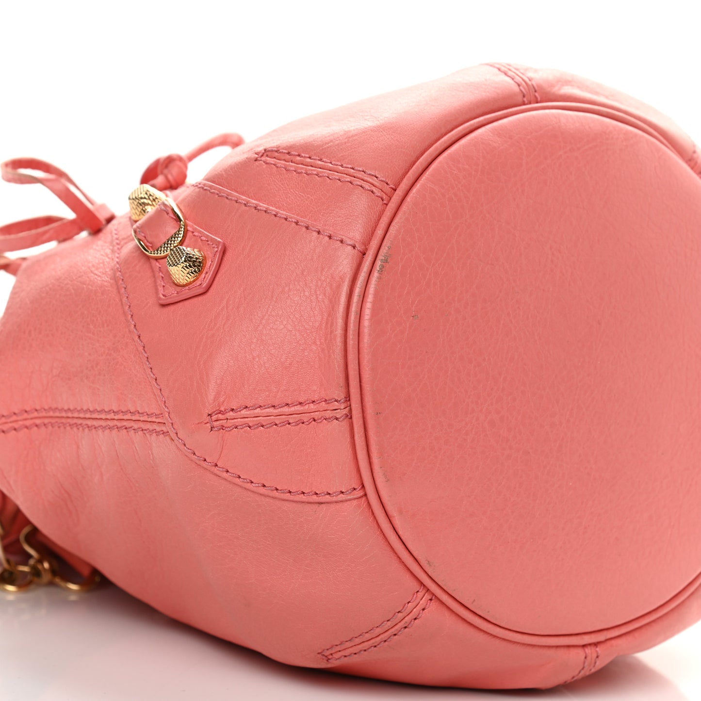 Agneau Giant 12 Gold Hardware Mini Pompon Rose Azalee