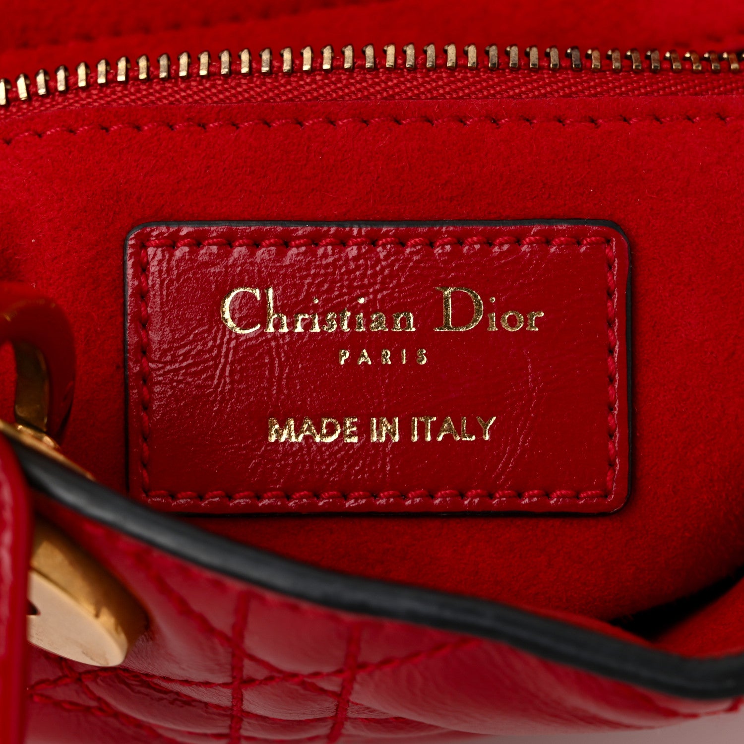 Christian Dior Crinkled Patent Cannage Small Lucky Badges My Lady Dior Red 6 of 11