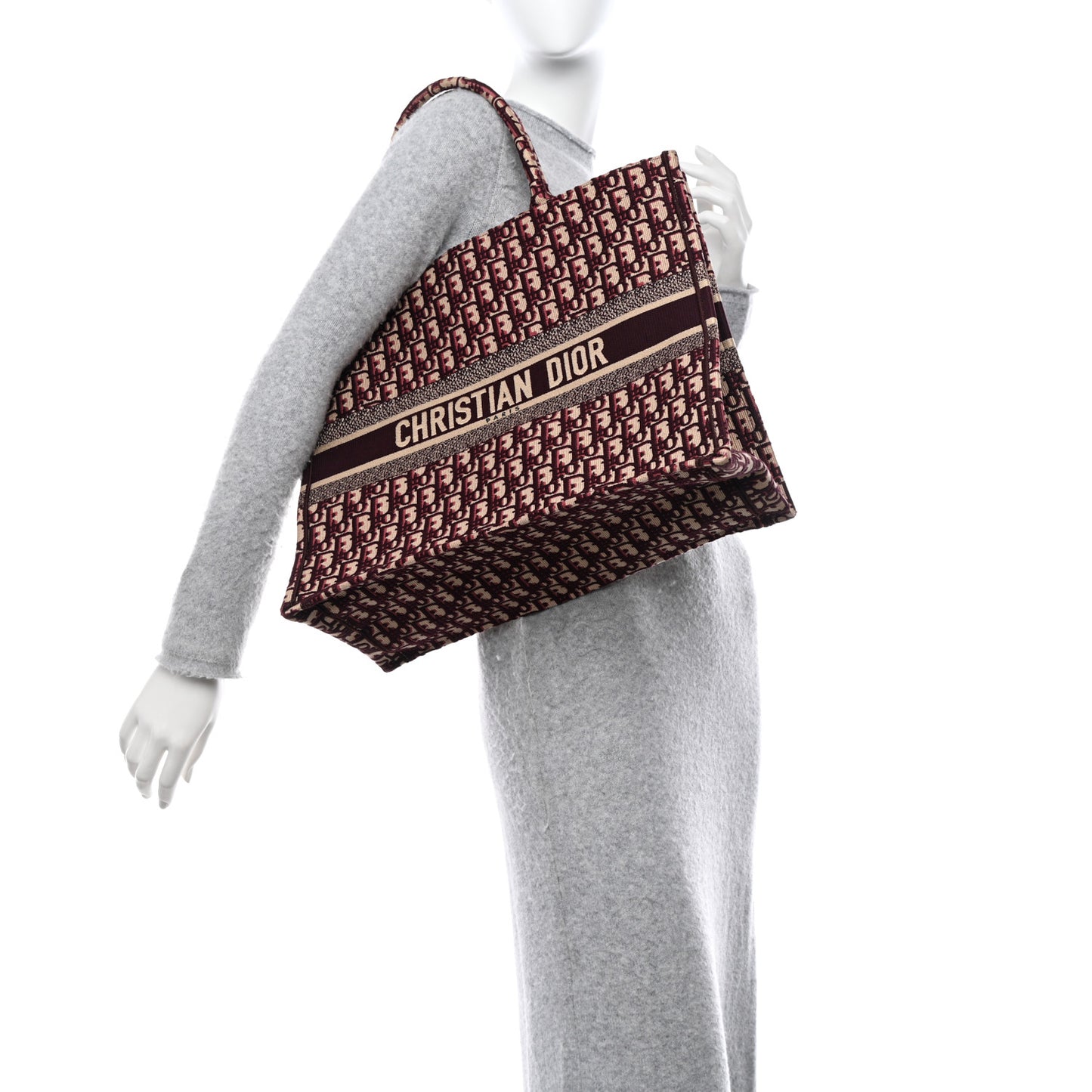 CHRISTIAN DIOR Oblique Large Book Tote Burgundy Multicolor