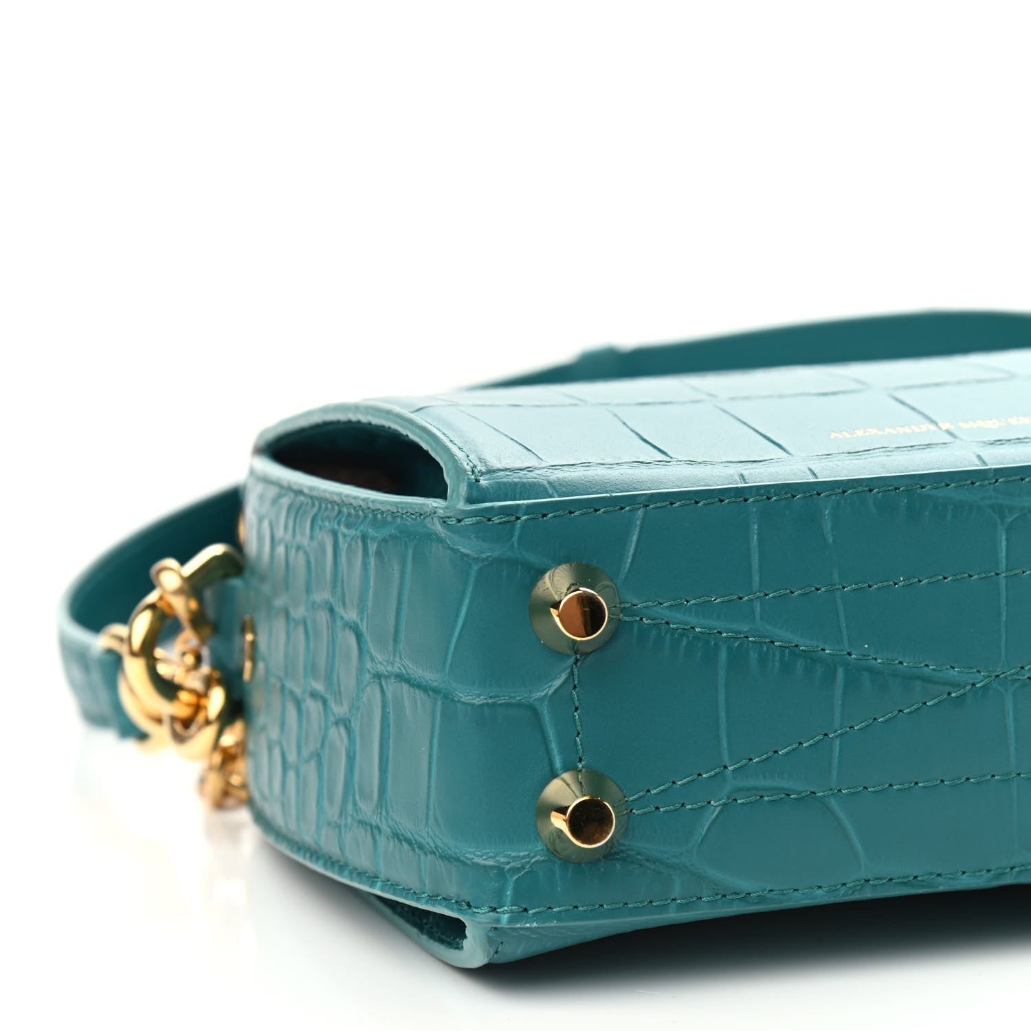 Alexander McQueen Calfskin Crocodile Embossed Box Shoulder Bag 16 Green 4 of 9