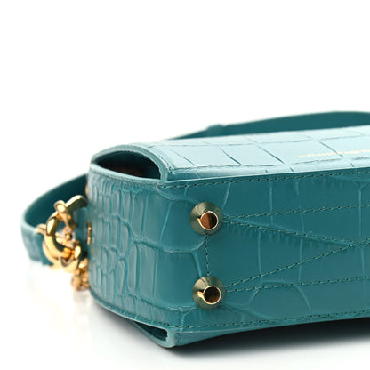Alexander McQueen Calfskin Crocodile Embossed Box Shoulder Bag 16 Green 4 of 9