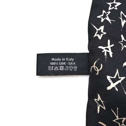Chanel Silk Stars CC Slim Bandeau Scarf Black Ecru Light Pink 4 of 4