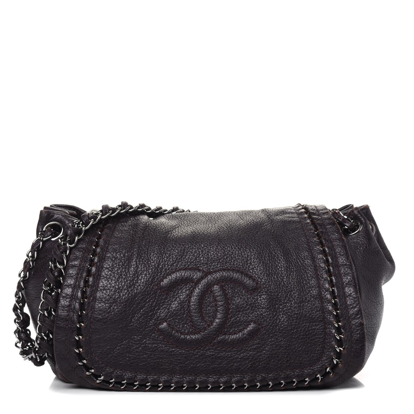 Metallic Deerskin Luxe Ligne Flap Black