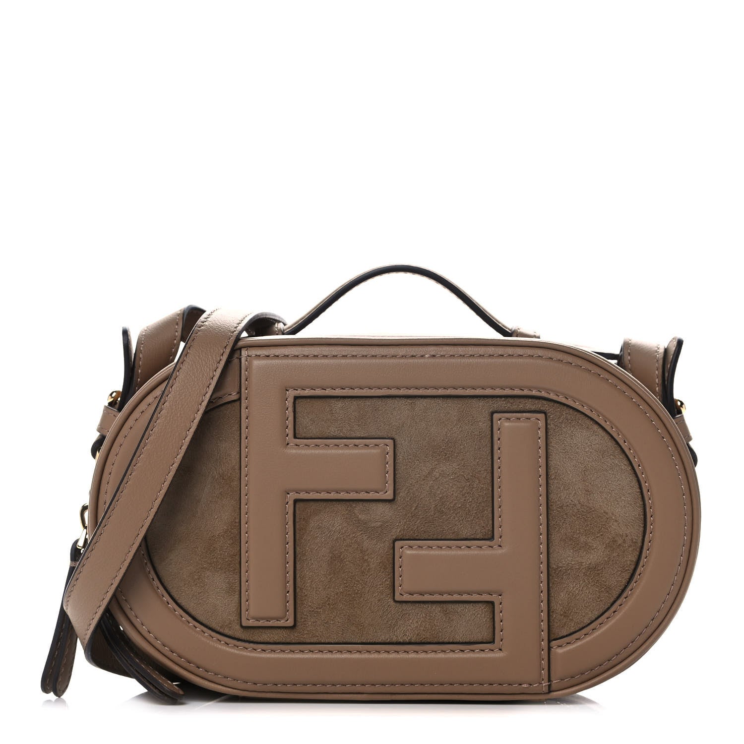 Fendi Vitello Grace Camoscio O'Lock Mini Camera Case Sand Rovere 1 of 14