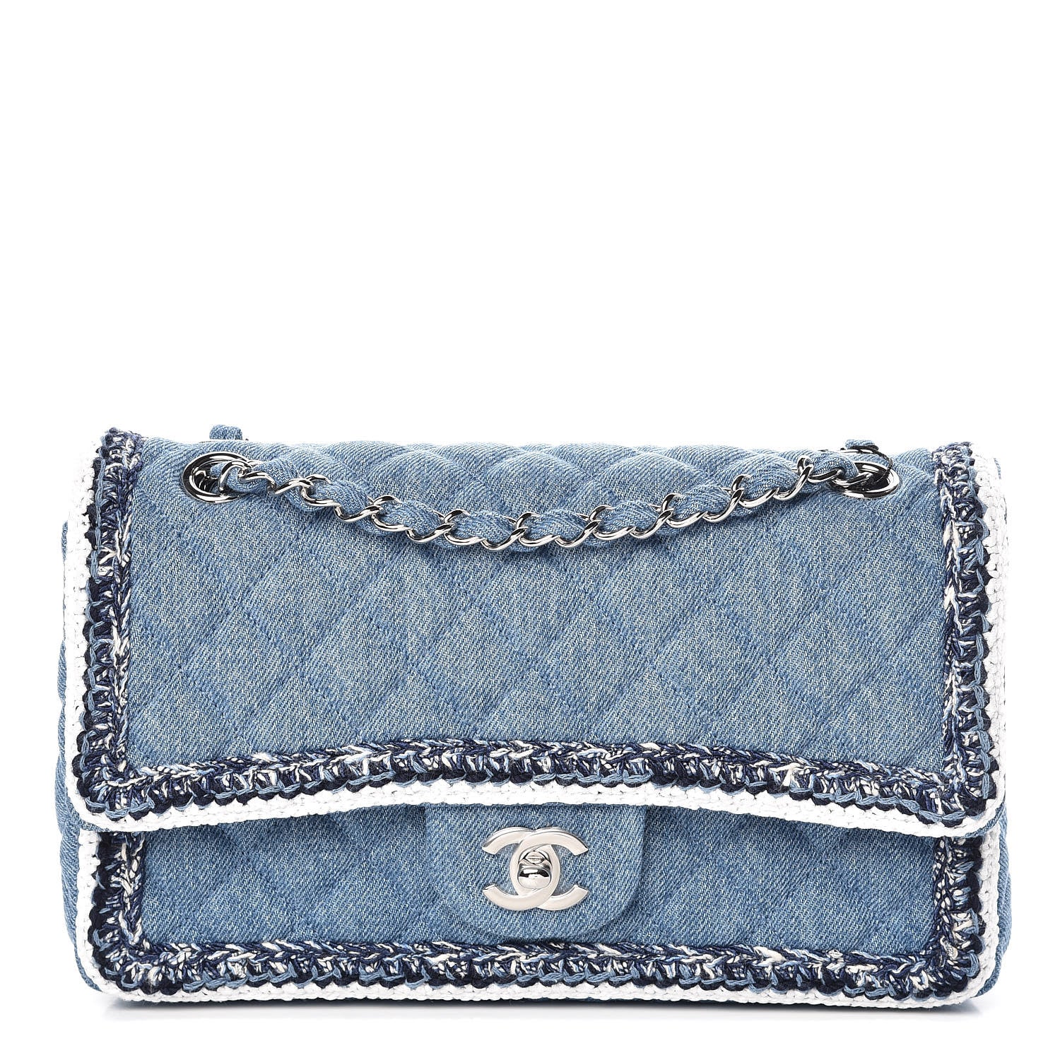 Chanel Denim Braided Medium Flap Bag Light Blue 1 of 8