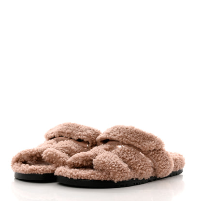 Hermes Woolskin Womens Chypre Sandals 39 Bois De Santal 2 of 8
