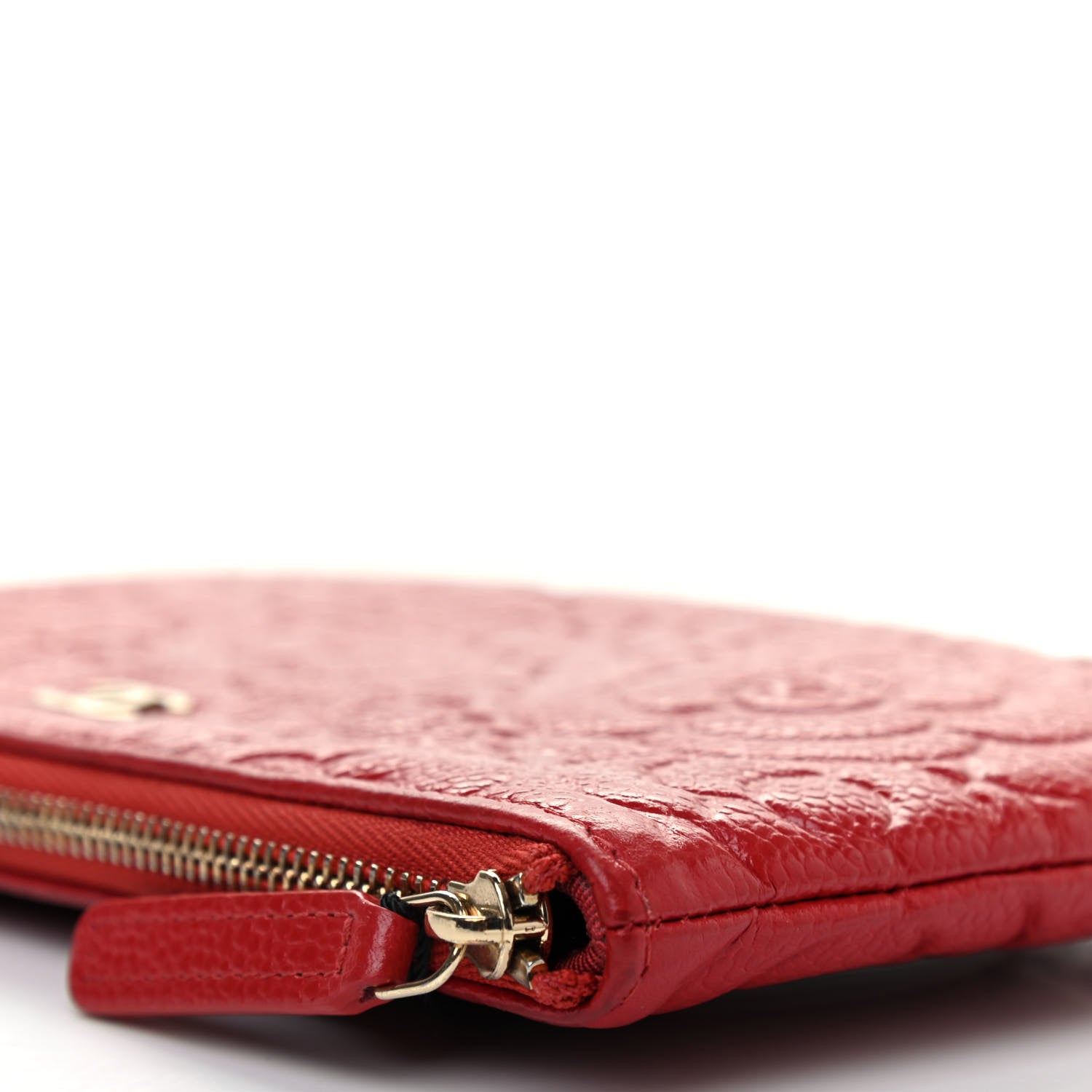 Chanel Caviar Camellia Embossed Cosmetic Pouch Red 10 of 10