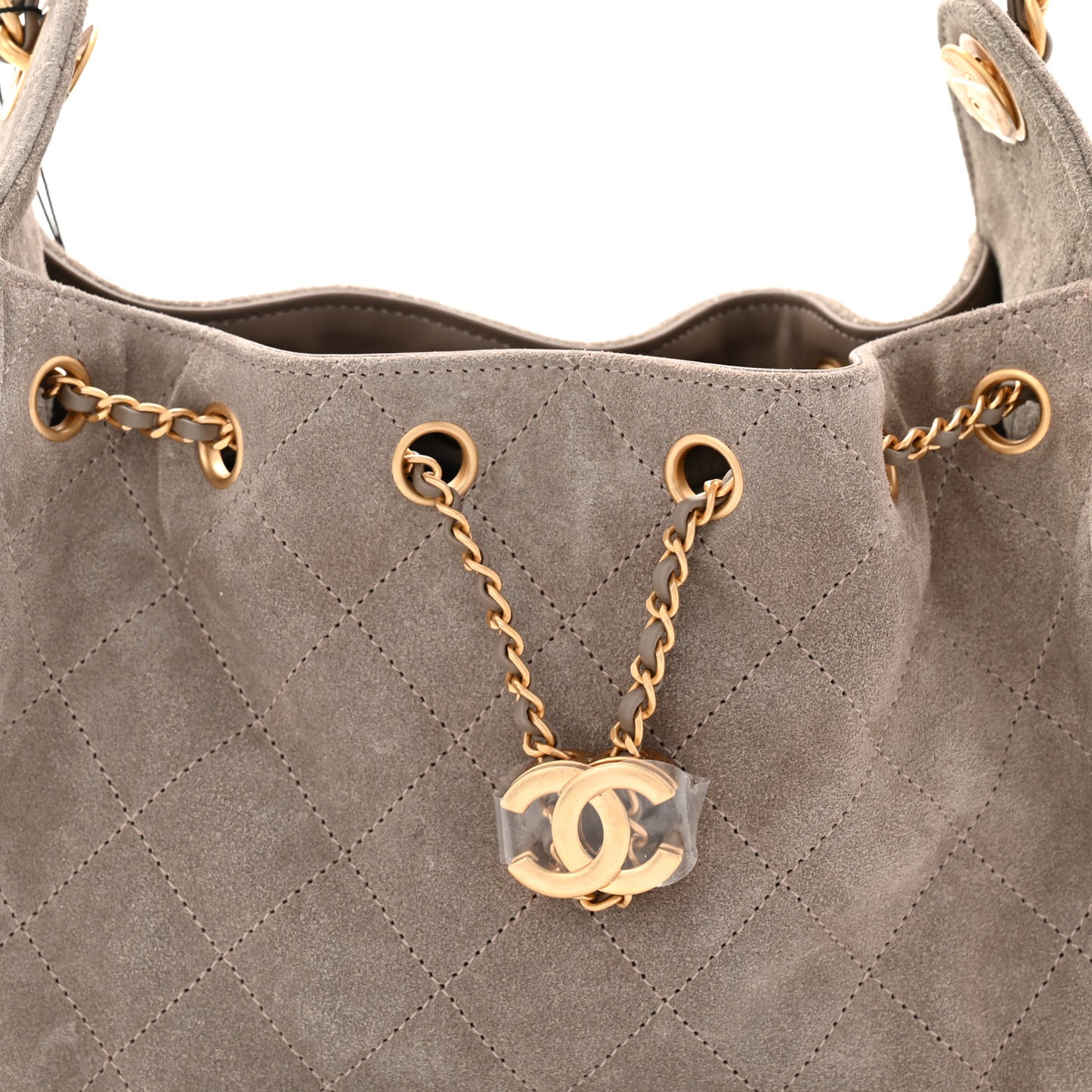 Suede Quilted Mini Chanel 25 Handbag Dark Grey