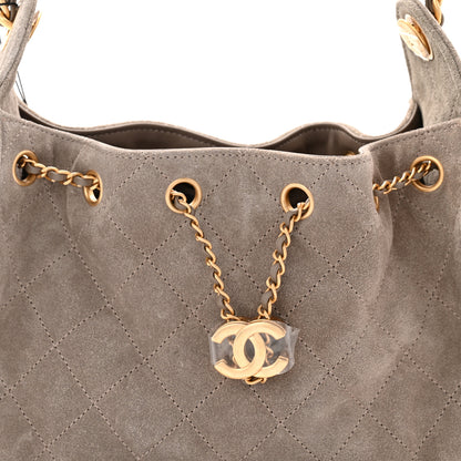 Chanel Suede Quilted Mini Chanel 25 Handbag Dark Grey 8 of 10