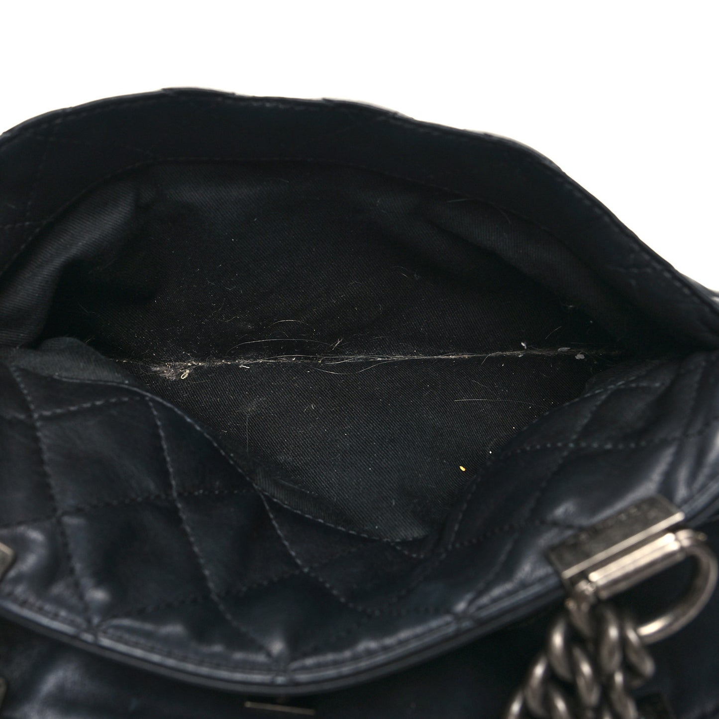 Calfskin Quilted Small Shopping In Chains Tote Black