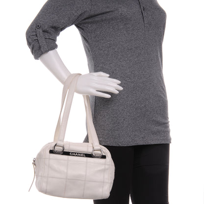 Chanel Leather Square Stitched Bowler White 2 of 8