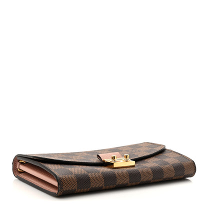 Louis Vuitton Damier Ebene Croisette Chain Wallet Rose Ballerine 4 of 12
