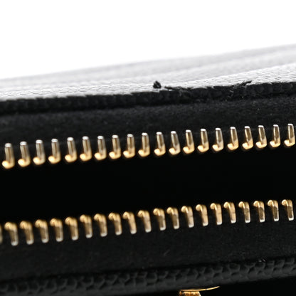 Saint Laurent Grain De Poudre Matelasse Chevron Monogram Compact Zip Around Wallet Black 8 of 9