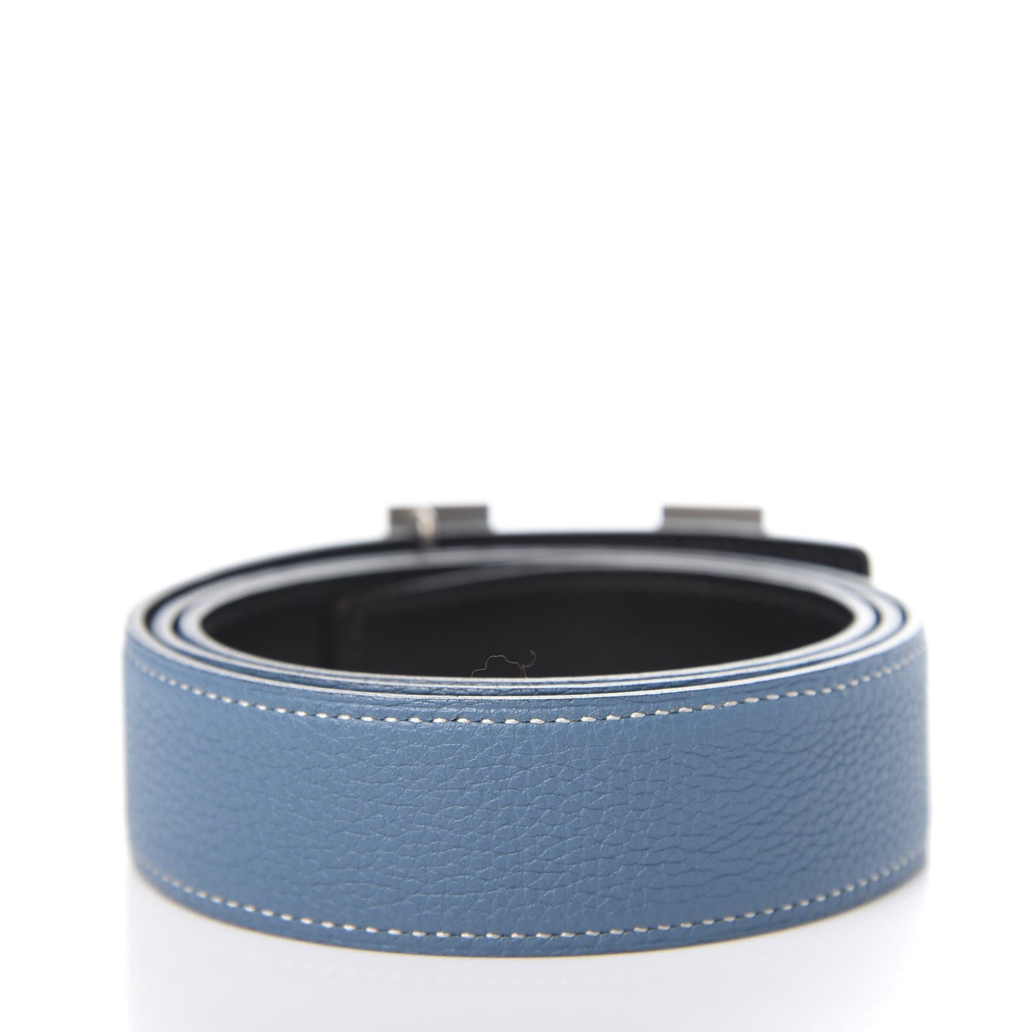 Hermes Togo Box 32mm Martelee H Belt 85 Blue Jean Black 2 of 5