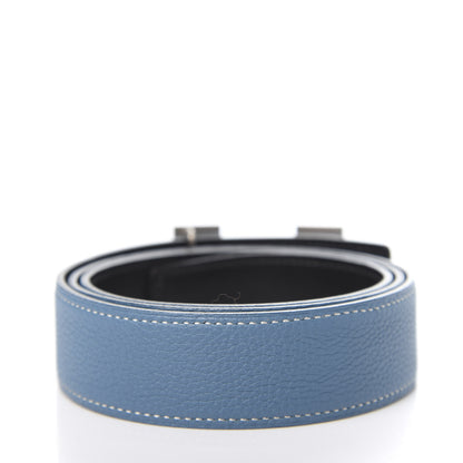 Hermes Togo Box 32mm Martelee H Belt 85 Blue Jean Black 2 of 5