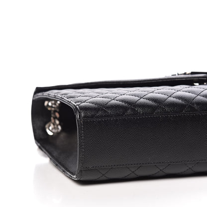 Saint Laurent Grain De Poudre Textured Mixed Matelasse Large Triquilt Monogram Satchel Black 8 of 11