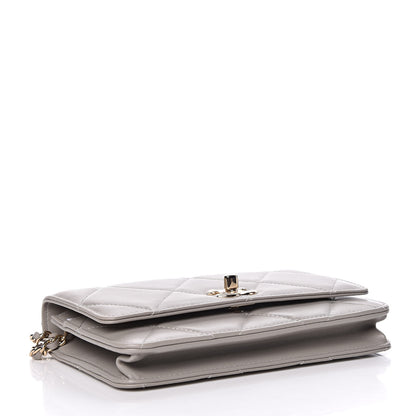 Chanel Lambskin Quilted Trendy CC Wallet On Chain WOC Grey 4 of 12