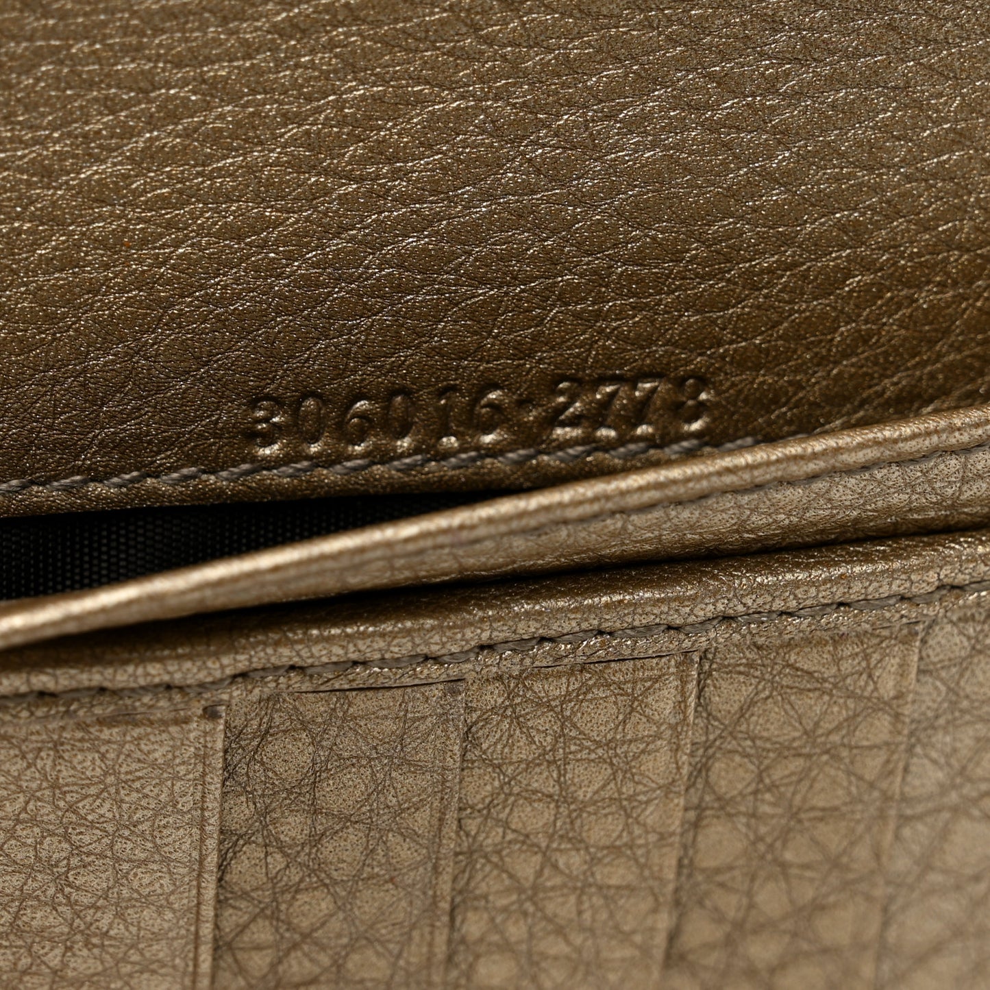 Metallic Pebbled Calfskin Soho Zip Around Organizer Wallet Golden Beige