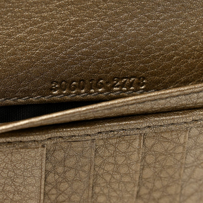 Gucci Metallic Pebbled Calfskin Soho Zip Around Organizer Wallet Golden Beige 8 of 9